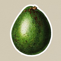 Halftone avocado sticker with a white border