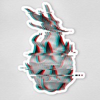 Dragonfruit glitch style sticker overlay with a white border
