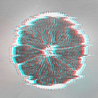 Sliced orange glitch style design element 