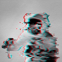 Astronaut in a spacesuit glitch style design resource