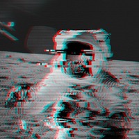 Astronaut in a spacesuit glitch style design resource