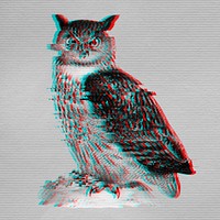 Owl glitch style design element 