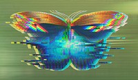 Butterfly glitch style design element 