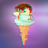 Ice cream with glitch effect design elelment