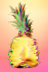 Pineapple with a glitch effect on a pink background