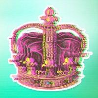 Royal crown with a glitch effect sticker overlay with a white border
