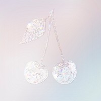 Sparkling silvery cherry holographic style illustration