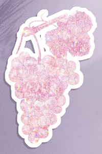 Pink holographic grapes sticker design resource illustration