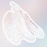 White holographic bananas sticker design resource illustration