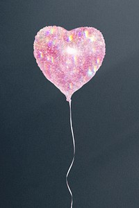 Pink holographic heart shaped balloon design element