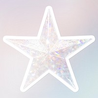 Silver holographic star sticker with white border