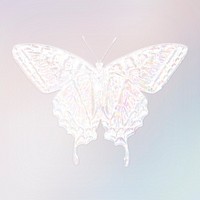Silver holographic tiger swallowtail butterfly design element