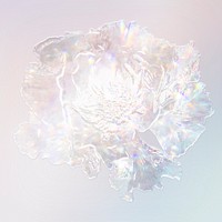 Silver holographic peony flower design element