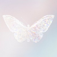 Silver holographic Ornithoptera priamus butterfly design element