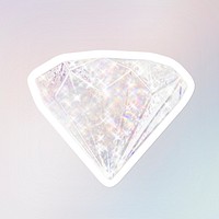 Silver holographic diamond sticker with white border