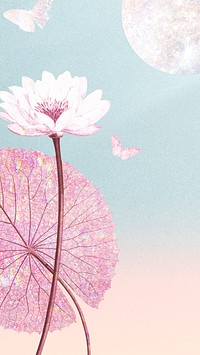 Pink holographic water lily background