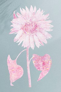 Pink holographic sunflower design element