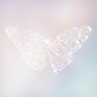 Silvery holographic butterfly design element
