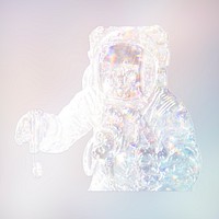 Silvery holographic astronaut design element