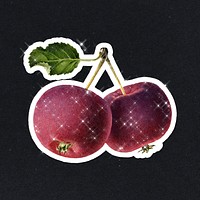 Hand drawn sparkling apples sticker with white border