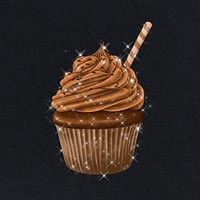 Hand drawn sparkling chocolate cupcake design element