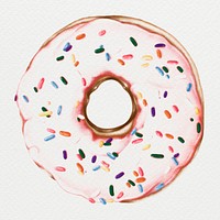 Pink glazed doughnut drawing style illustration