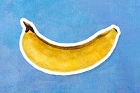 Hand drawn banana oil paint style sticker with white border