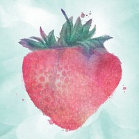 Hand drawn strawberry watercolor style design resource