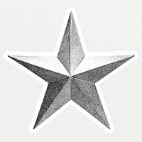 Hand drawn monotone star sticker with a white border