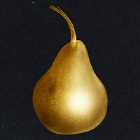 Gold pear fruit sticker design element