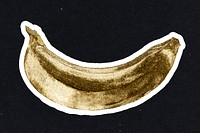 Gold banana fruit sticker  with a white border