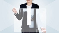Businesswoman holding a glass screen mockup