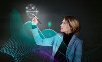 Businesswoman in a seminar drawing a graph