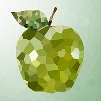 Green apple on a green background crystallized style illustration