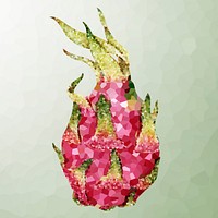 Dragon fruit on a green background crystallized style illustration