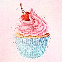 Glitter cherry cupcake design element