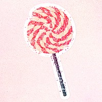 Glitter lollipop sticker with white border