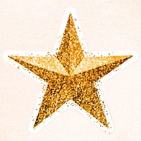 Glitter gold star sticker with white border