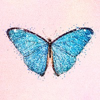 Glitter blue butterfly design element