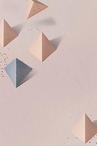 3D pink paper craft pentahedron patterned background