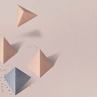3D pink paper craft pentahedron patterned background