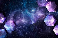 Galaxy paper craft hexagon patterned background
