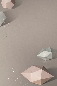 3D pink gold elongated hexagonal bipyramid and gray pentagon dodecahedron design element