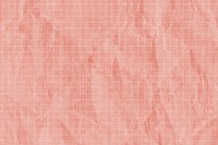 Crumpled pink grid paper textured background