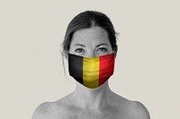 Belgian woman wearing a face mask during coronavirus pandemic mockup