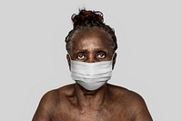 Black woman wearing a face mask during coronavirus pandemic mockup