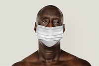 Black man wearing a face mask during coronavirus pandemic mockup