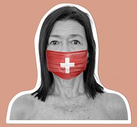 Swiss woman wearing a face mask during coronavirus pandemic mockup