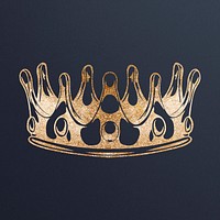 Glittery gold crown sticker design element