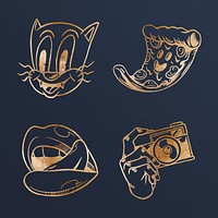 Shimmering golden sticker collection design resources